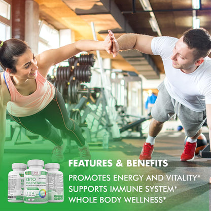 Keto Multivitamin for Women and Men – 35 Potent Ingredients for Immune Support – Non-GMO, Gluten-free, Sugar Free – 30-Day Supply