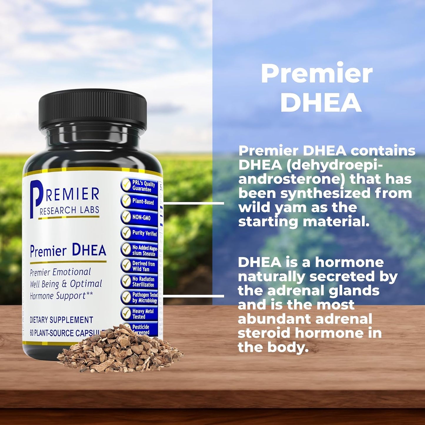 Premier Research Labs Premier DHEA - DHEA Supplement for Women and Men, Pure DHEA 25mg, Hormone Support for Healthy Ageing, Wild Yam DHEA, Vegan Friendly - 60 Vegetarian Capsules - görsel 2