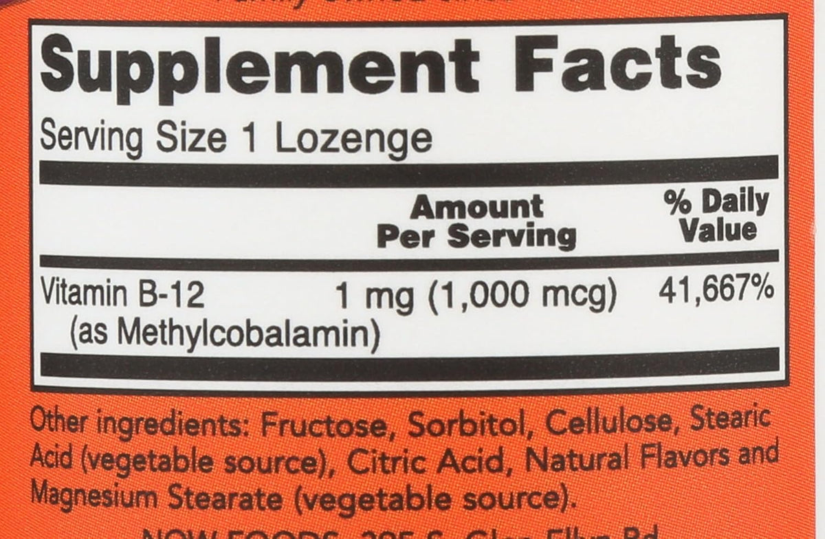 Now Foods Brain B12 Lozenges, 100 Count - görsel 3