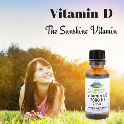 Liquid Vitamin D3 Drops – 2000 IU – Natural Orange Lemon Flavour – Pure Mountain Botanicals