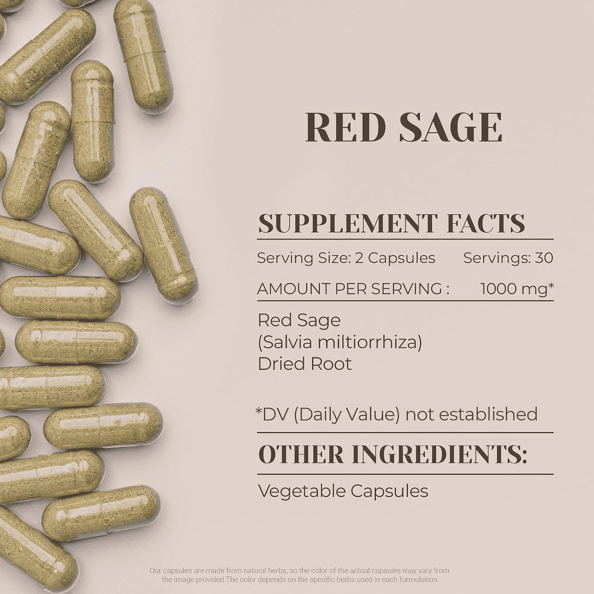 Garden Organics Red Sage 60 Capsules - High-Potency Herbal Food Supplement - görsel 3