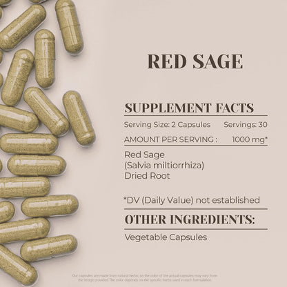Garden Organics Red Sage 60 Capsules - High-Potency Herbal Food Supplement