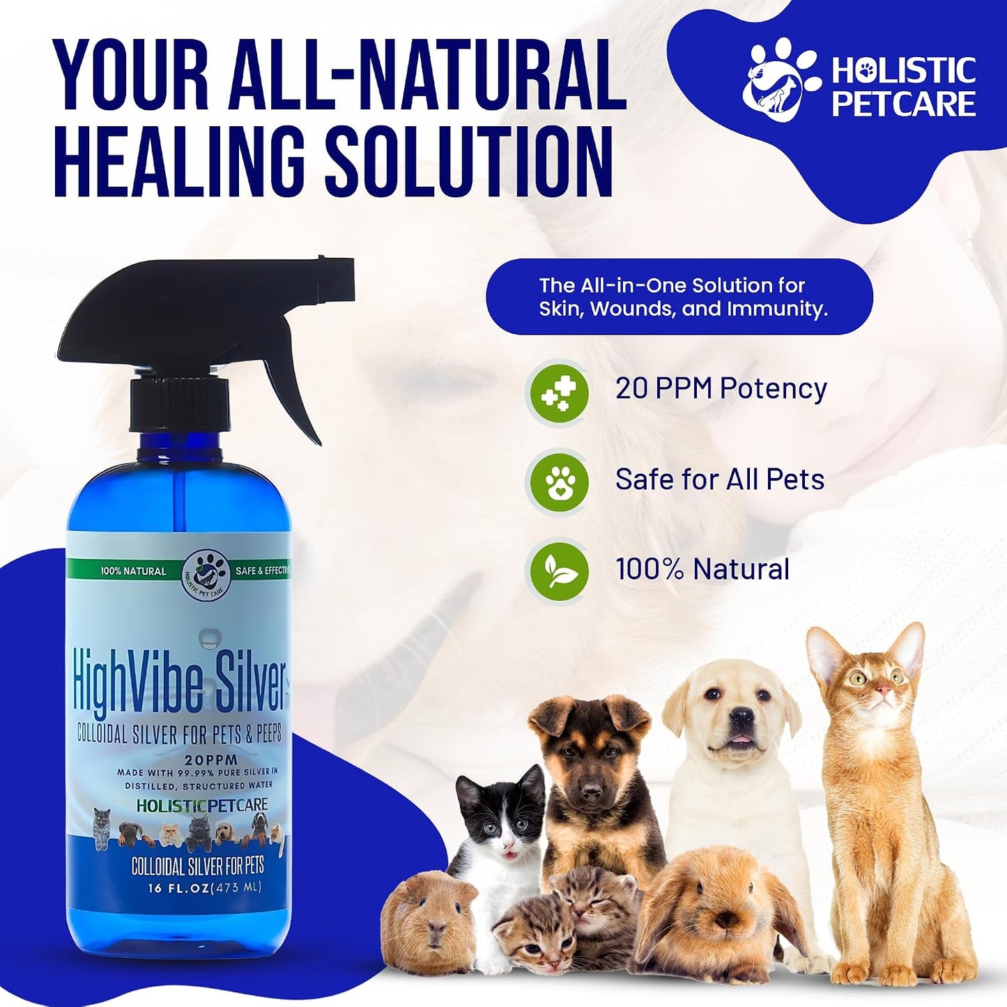 Holistic Pet Care Colloidal Silver for Pets – 20 PPM – All-Natural Pet Colloidal Silver Solution, Spray Bottle (16 oz) - görsel 2
