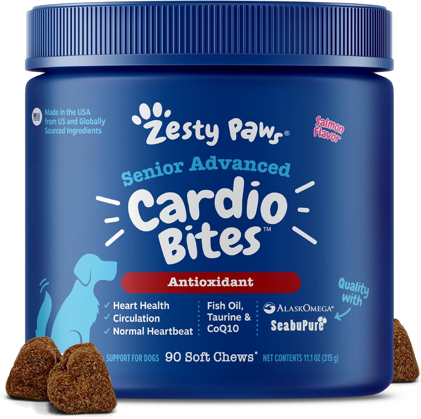 Zesty Paws Cardiovascular Support for Senior Dogs - Taurine & CoQ10 Heart Health Chews - 90 Count - görsel 1