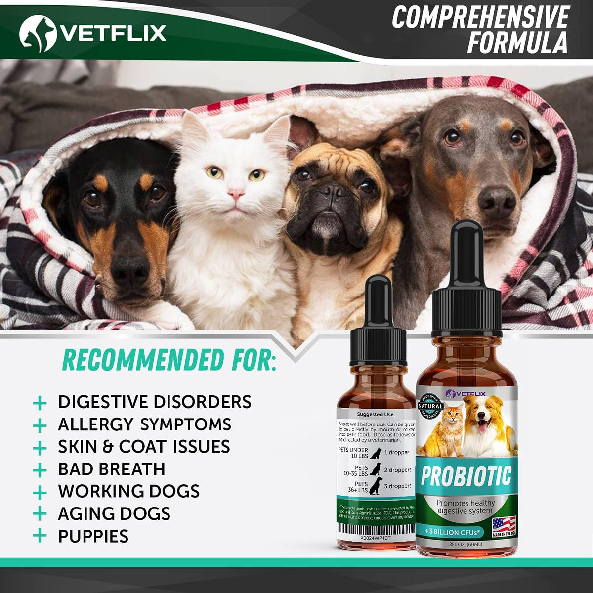 Premium Probiotics Liquid for Dogs, Cats, Puppies and Kittens, 2 Fl Oz - görsel 7