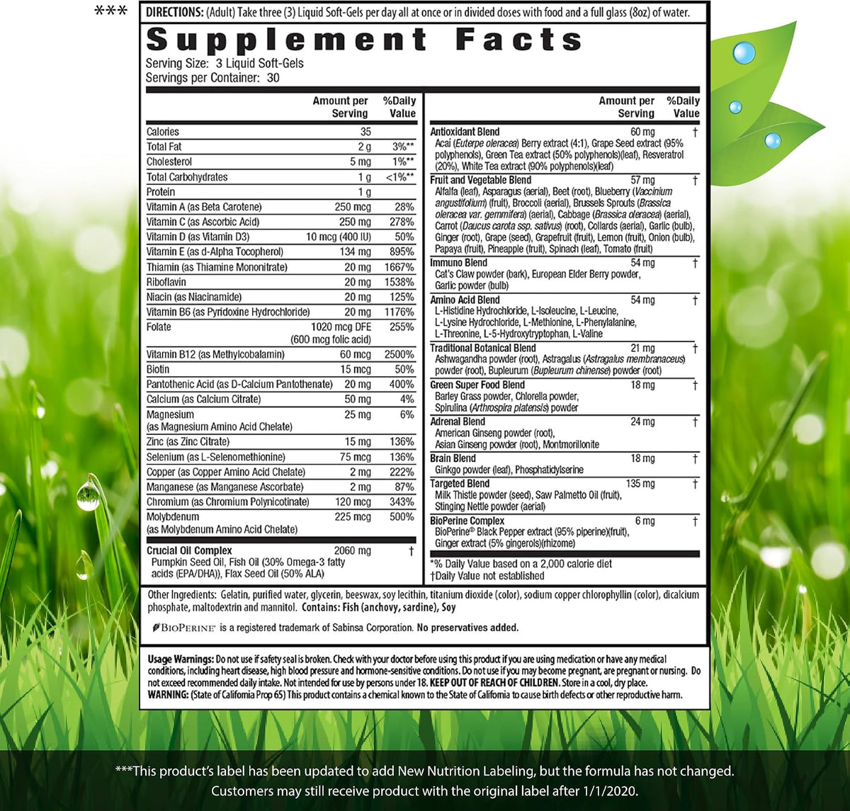 Irwin Naturals Men's Living Green Liquid-Gel Multi - 70 Essential Nutrients, Full-Spectrum Vitamin Supplements for Men, Wholefood Blend - Promotes Brain & Adrenal Support - 90 Liquid Soft-Gels - görsel 2