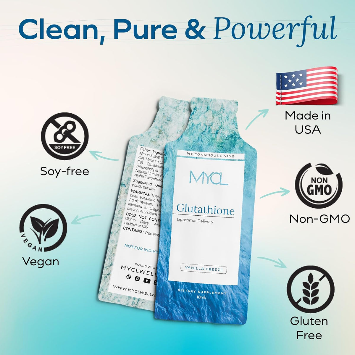 MYCL Liposomal Glutathione Food Supplement – Vanilla Almond – 30 Single-Serving Packets - görsel 7