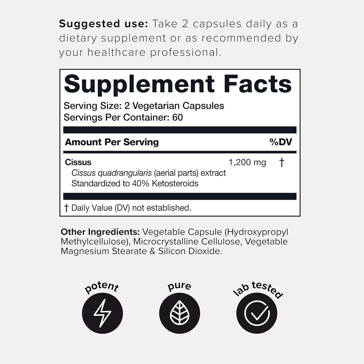 Toniiq Cissus Quadrangularis Capsules – Ultra High Strength Joint Support, 1200mg with Min 40% Ketosteroids – 120 Caps - görsel 2
