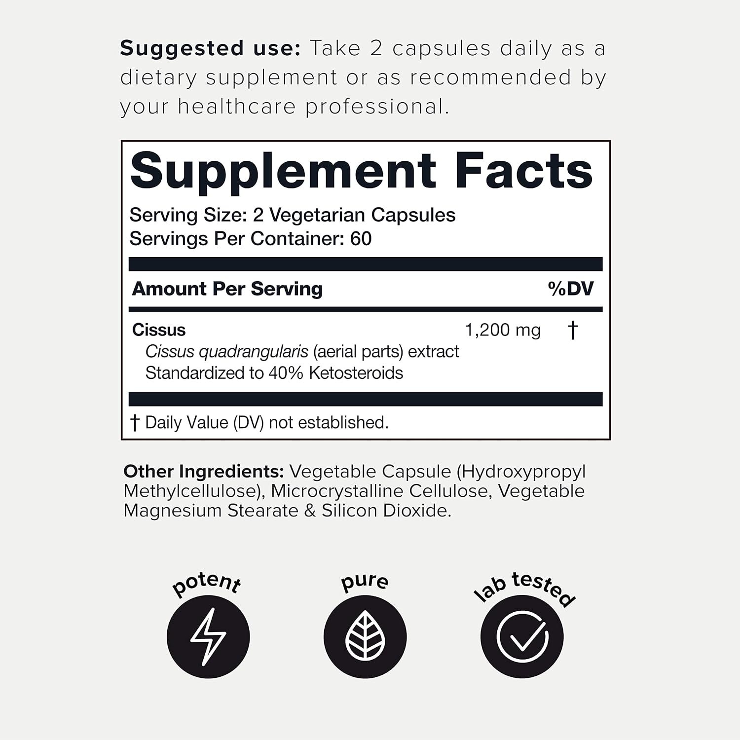 Toniiq Cissus Quadrangularis Capsules – Ultra High Strength Joint Support, 1200mg with Min 40% Ketosteroids – 120 Caps - görsel 2