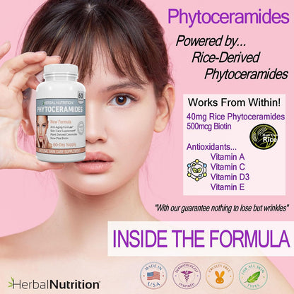 Phytoceramides Skin Hydration Support Supplement, 120 Capsules