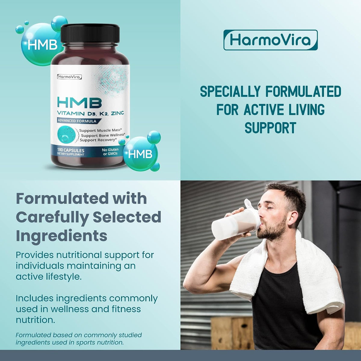Liposomal HMB with Vitamin D3, K2 and Zinc – Advanced Formula – Helps Maintain Muscle Mass and Bone Health – 180 Capsules (Pack of 1) – No Gluten or GMOs - görsel 5