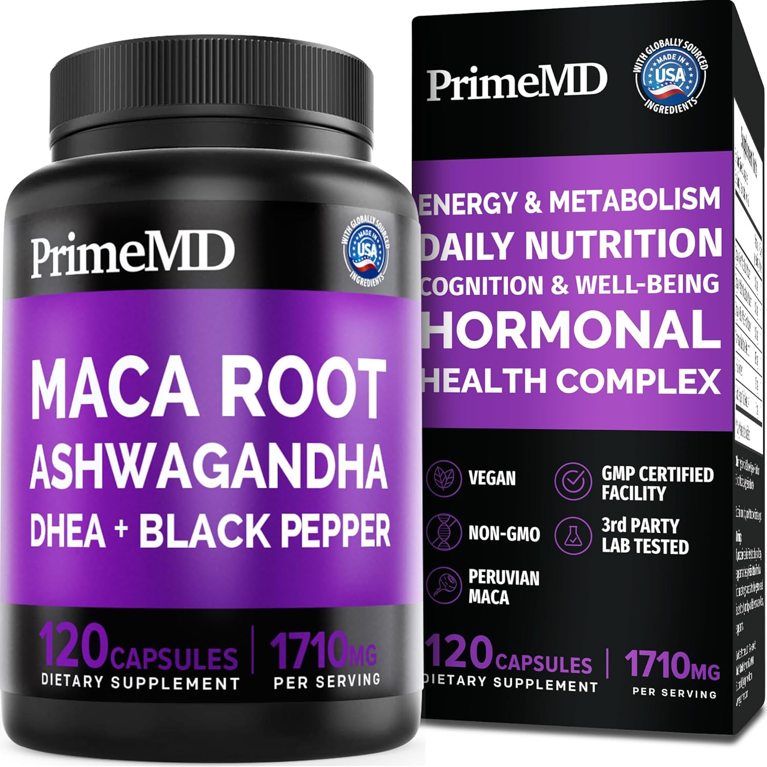 6-in-1 Organic Maca Root & Ashwagandha Capsules with DHEA and Black Pepper – 1710mg, 120 Capsules (Pack of 3) - görsel 10