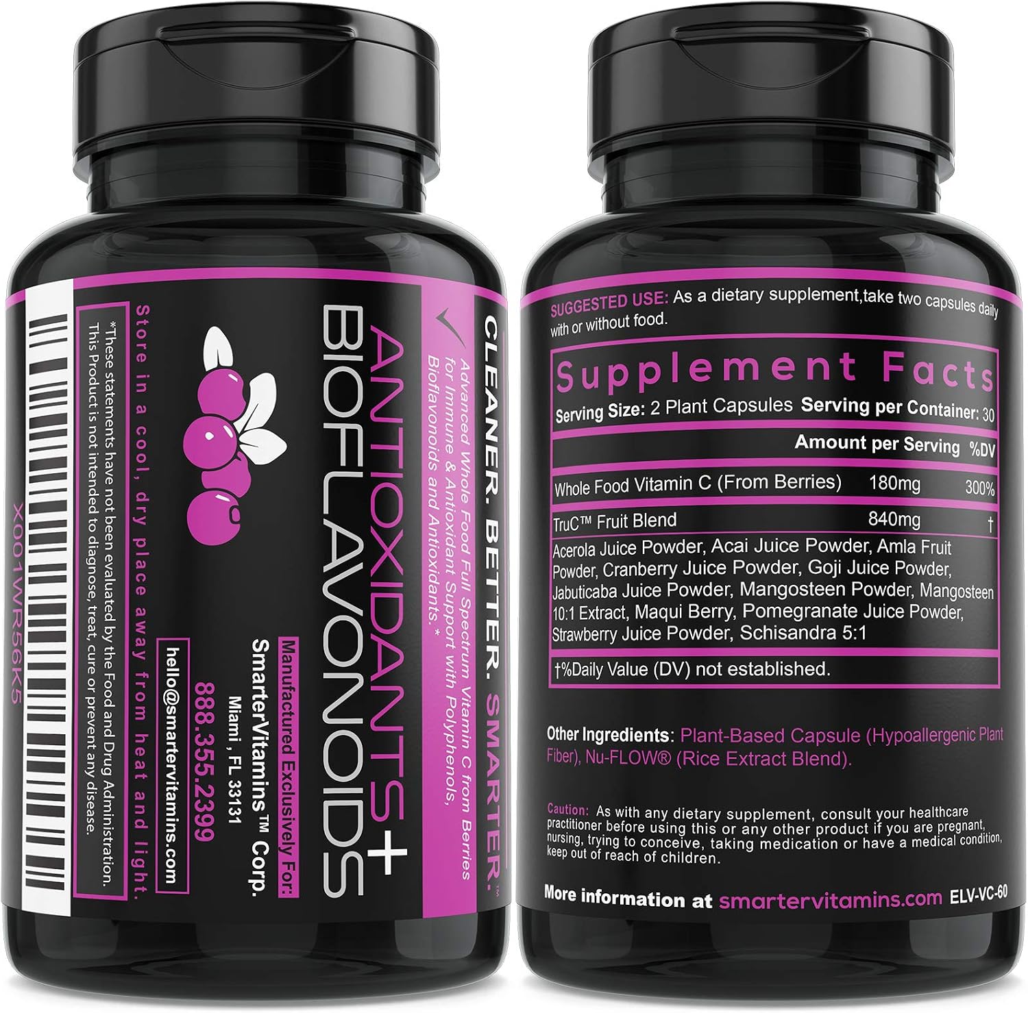 SmarterVitamins Raw Whole Food Vitamin C - 180 Vegan Capsules (3 Pack) - görsel 6