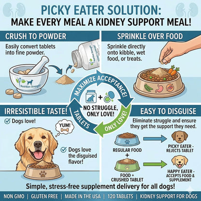 Kidney Support for Dogs – Organic Cranberry & Astragalus – Renal, Bladder & Urinary Tract Health Supplement – 120 Chewable Tablets