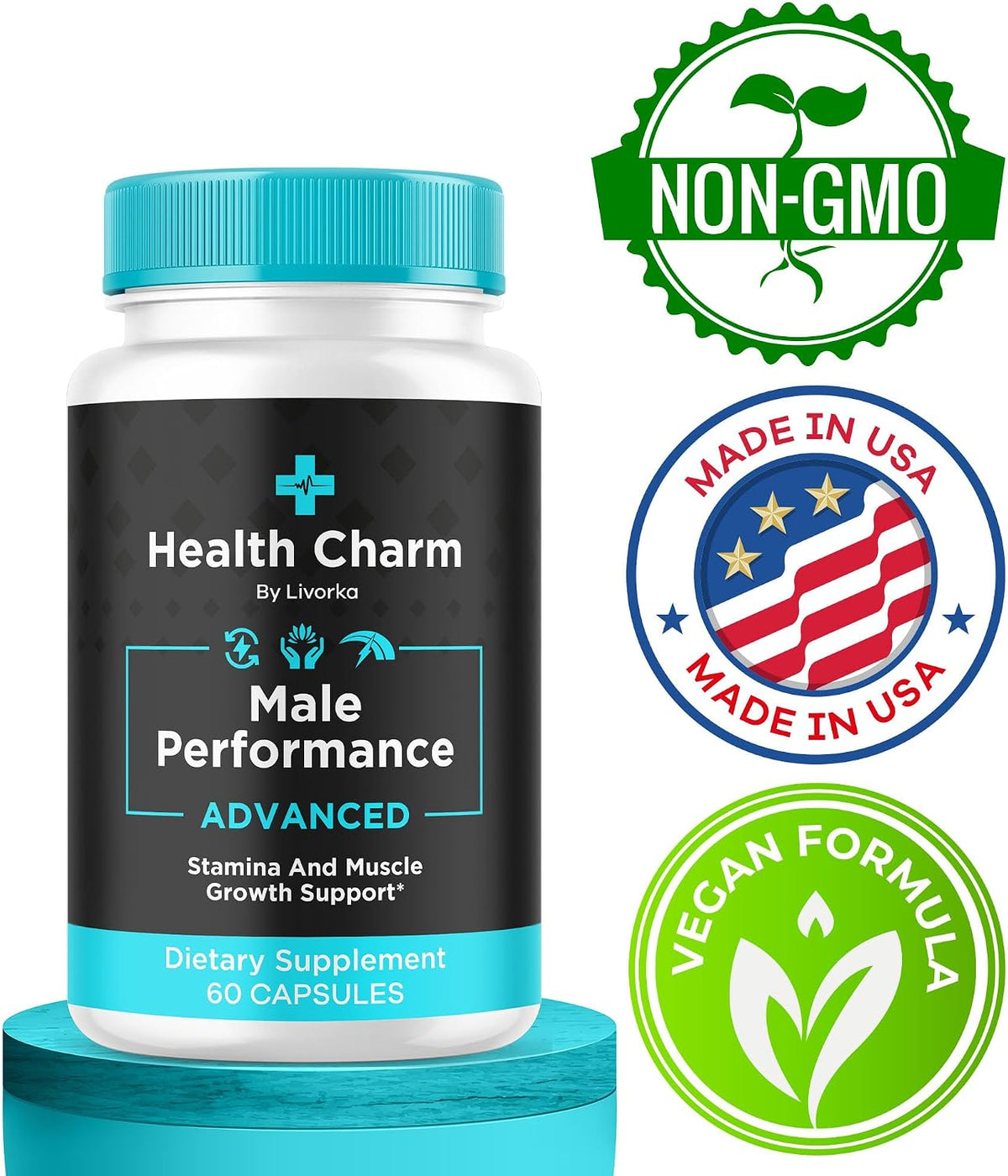 LIVORKA Health Charm Men's Multivitamin Capsules - All Natural Supplement, 60 Capsules - görsel 5