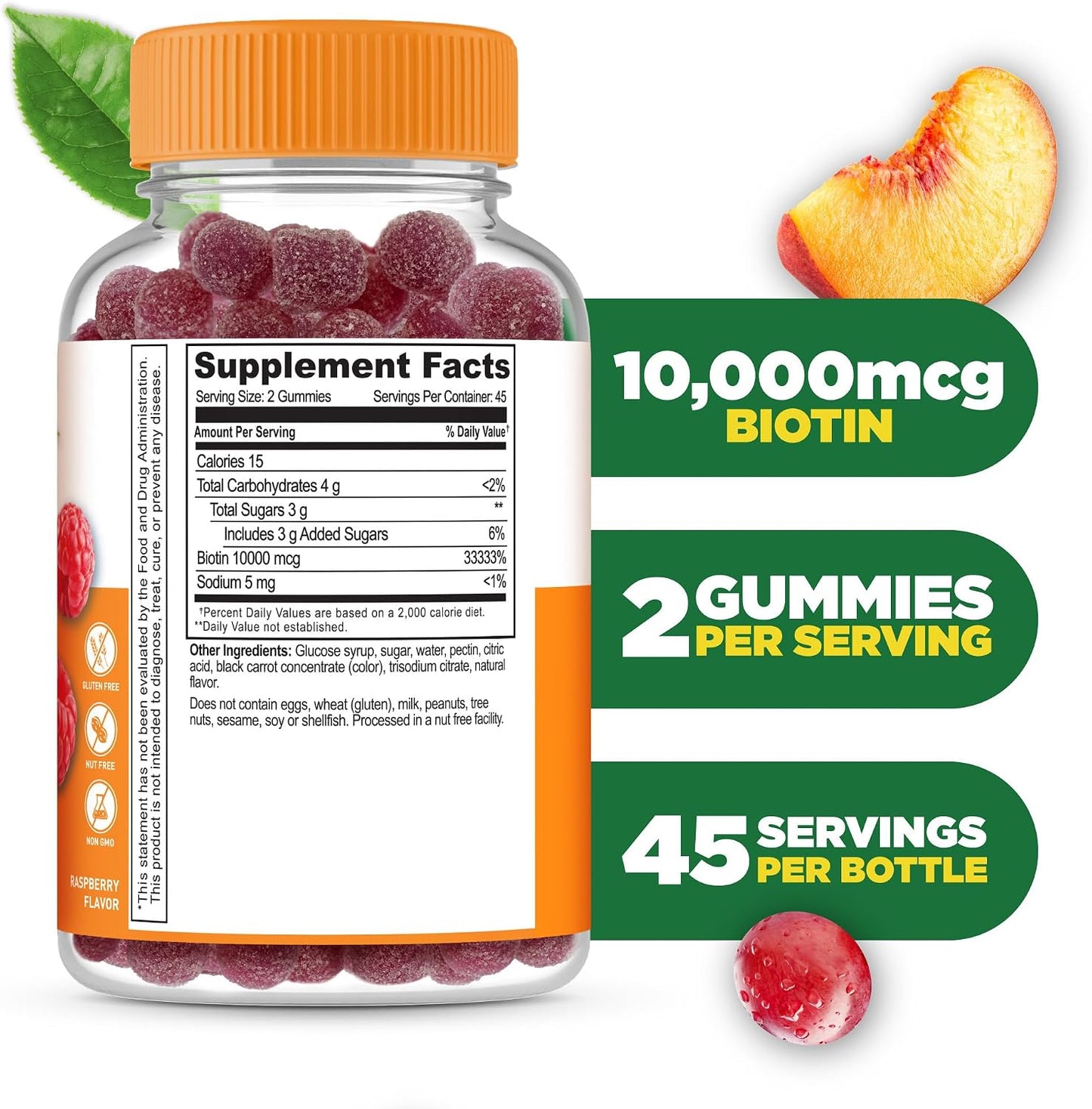 Lifeable Biotin Gummies, 10,000mcg, Hair, Skin & Nails Supplement, 90 Gummies - görsel 2