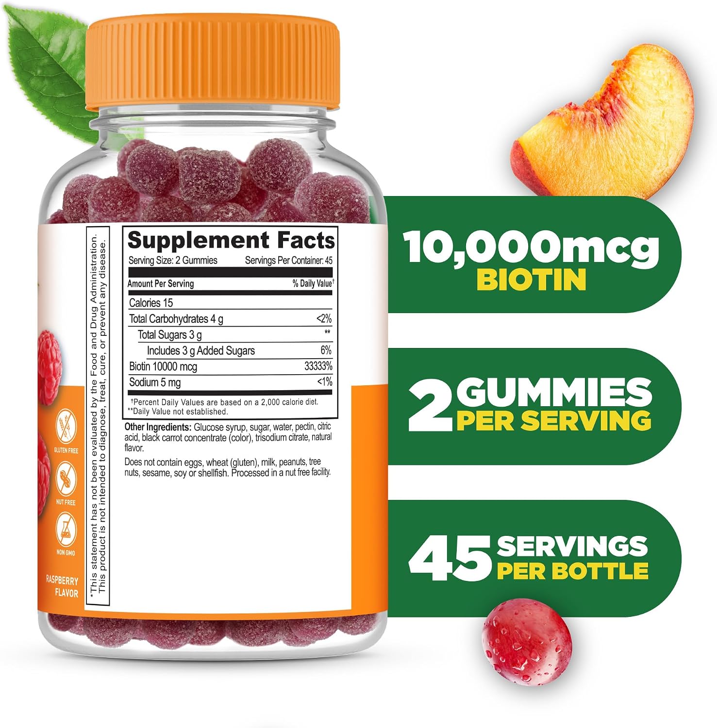 Lifeable Biotin Gummies, 10,000mcg, Hair, Skin & Nails Supplement, 90 Gummies - görsel 2