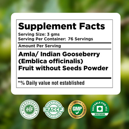 Herbsforever Amla Powder – Phyllanthus Emblica – Rich in Vitamin C & Natural Antioxidants – Supports Healthy Immunity & Digestion – Vegan, Non-GMO Superfood – 230g