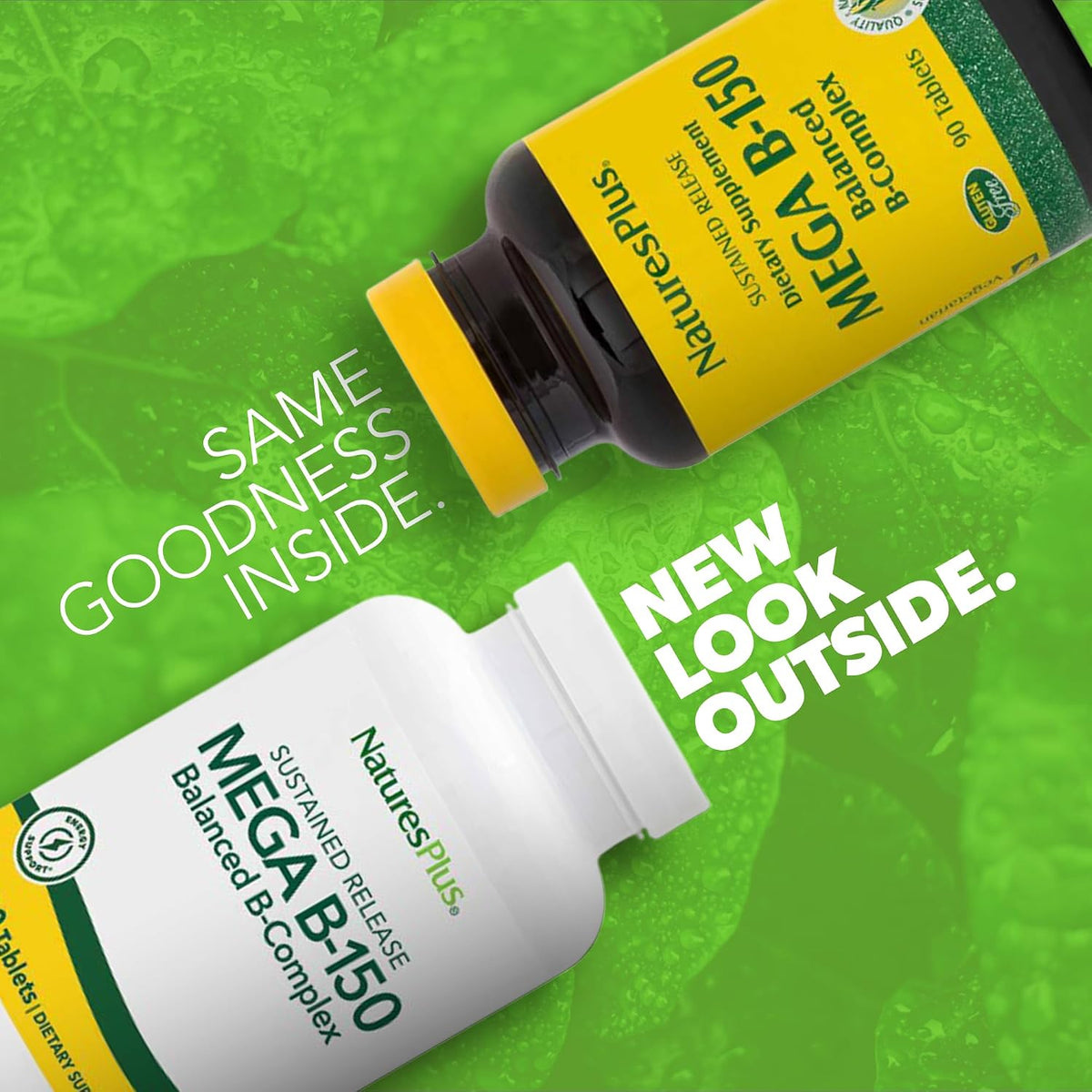 NaturesPlus Mega B-150 Complex - 90 Sustained-Release Vegetarian Tablets - High Potency B Complex Supplement - görsel 2