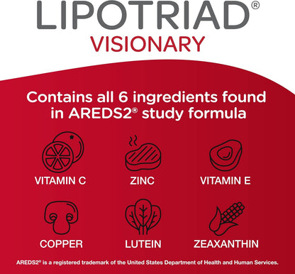 Lipotriad Visionary Eye Vitamins - 90 Capsules - Eye Health Supplement with Lutein & Zeaxanthin
