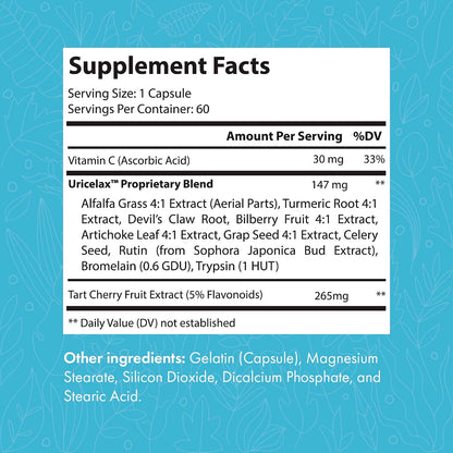 Natural Uric Acid Support Supplement Capsules – 30-Day Supply