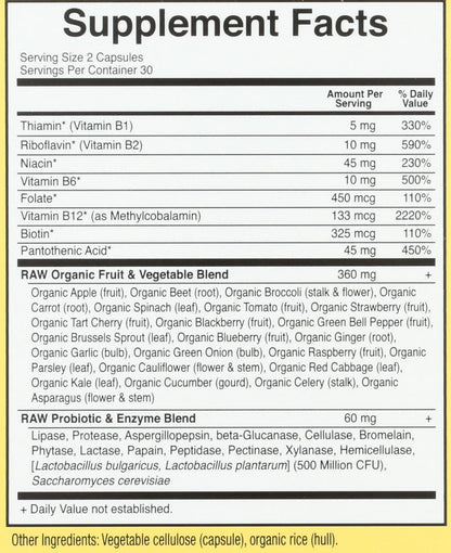 Garden of Life Raw B Complex – Vitamin Code – 60 Vegan Capsules
