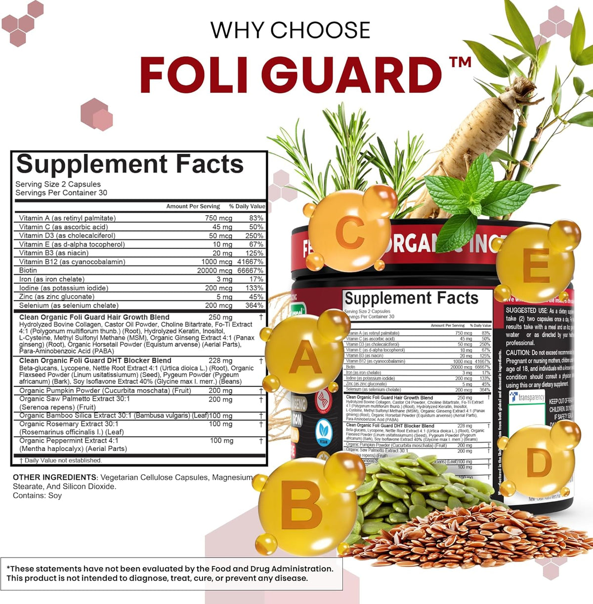 Foli Guard Hair Growth Supplement for Men with Biotin, Collagen and Saw Palmetto - görsel 5