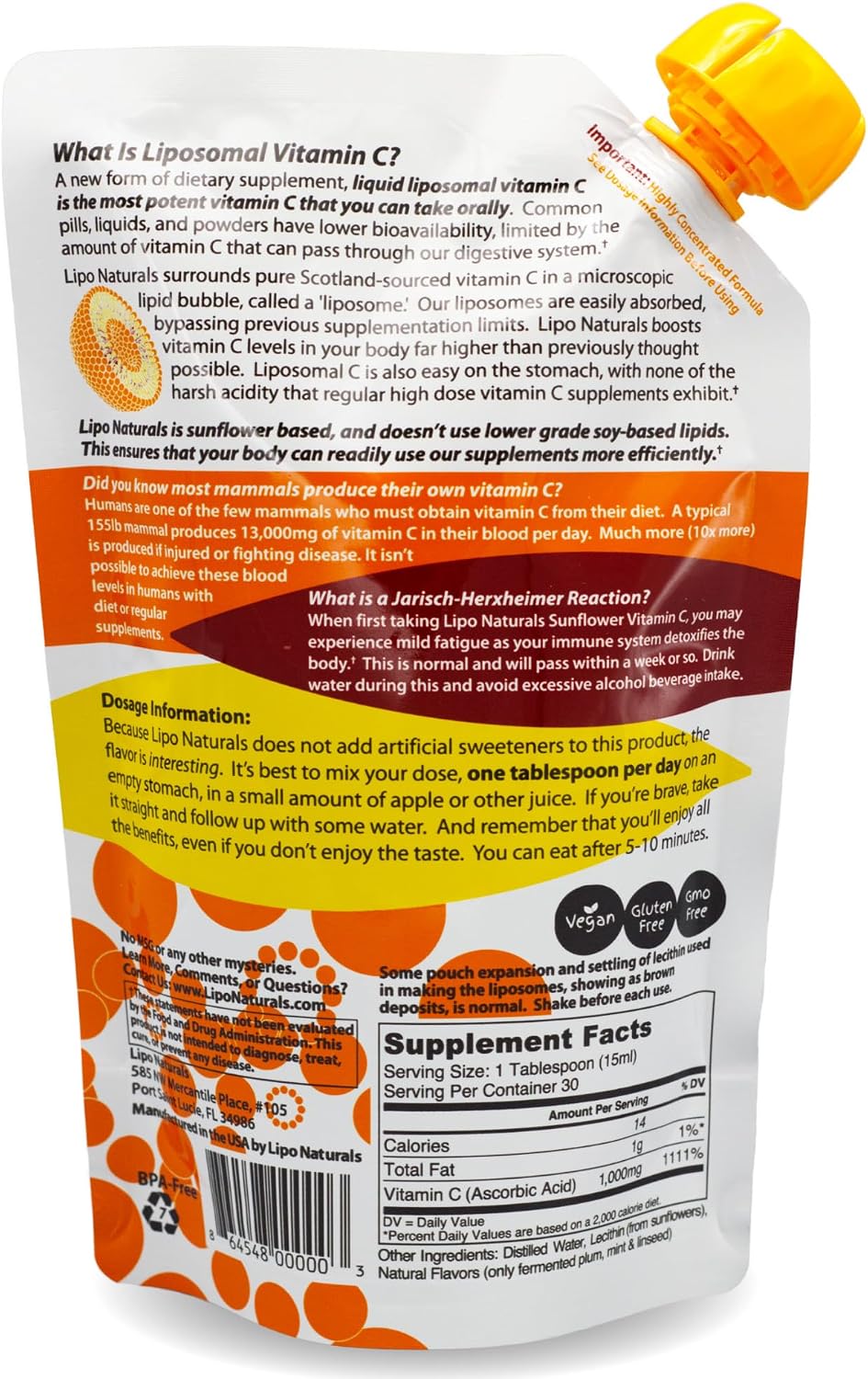 Lipo Naturals Liposomal Vitamin C 1000mg Liquid (30 Doses) - Natural Formula for Immunity & Energy - Vegan, China-Free (443ml) - görsel 2