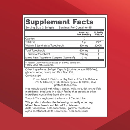 Gamma E Toco Complex - Vitamin E 300mg with Tocotrienols - Antioxidant & Immune Support - 90 Softgels
