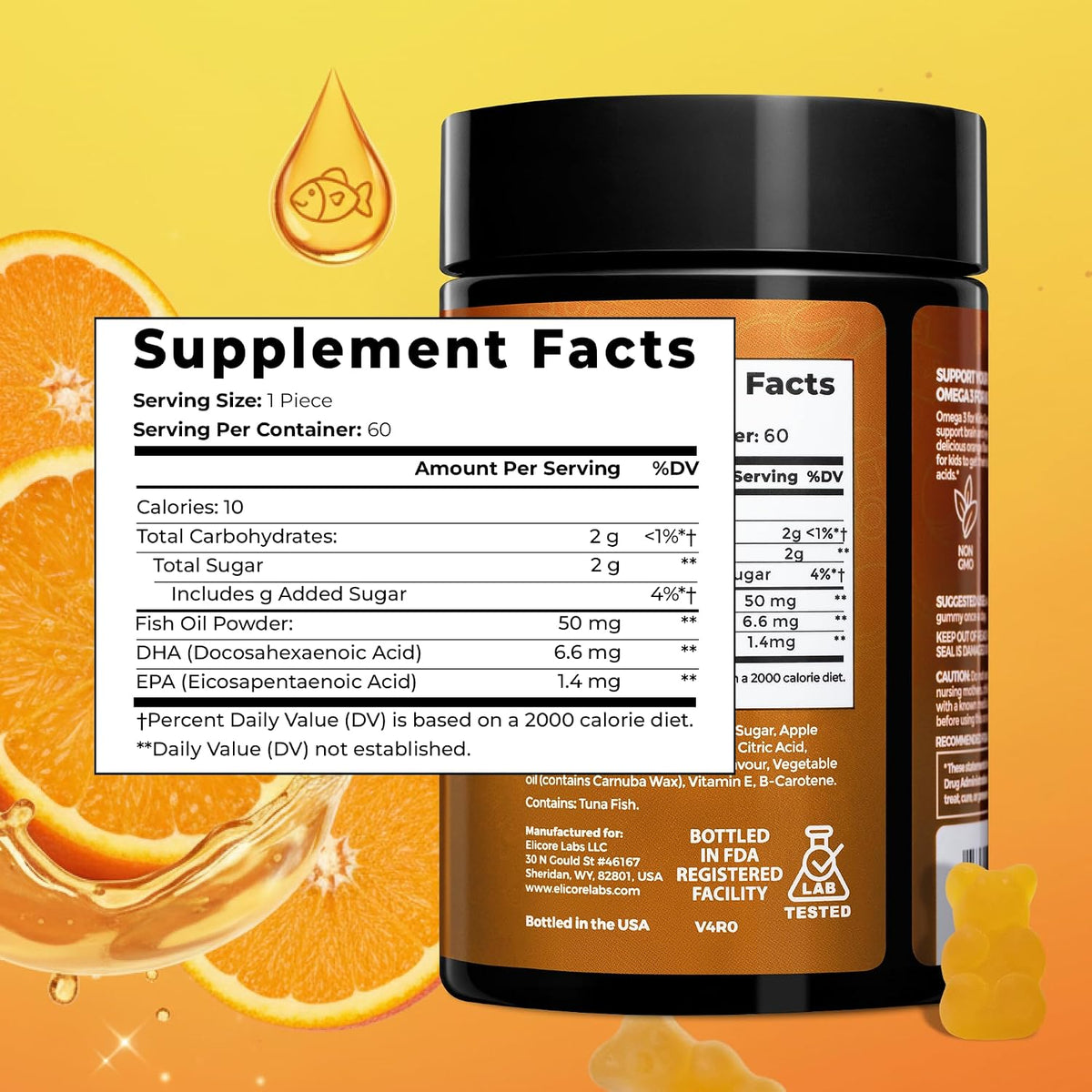 Premium Kids Omega-3 Gummies – Orange Flavour Fish Oil for Kids – Omega-3 Gummies for Children – No Fish Burps – Brain, Eye & Immune Support – 2 Month Supply - görsel 3