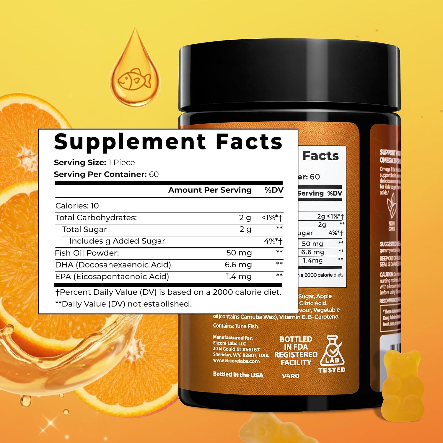 Premium Kids Omega-3 Gummies – Orange Flavour Fish Oil for Kids – Omega-3 Gummies for Children – No Fish Burps – Brain, Eye & Immune Support – 2 Month Supply - görsel 3
