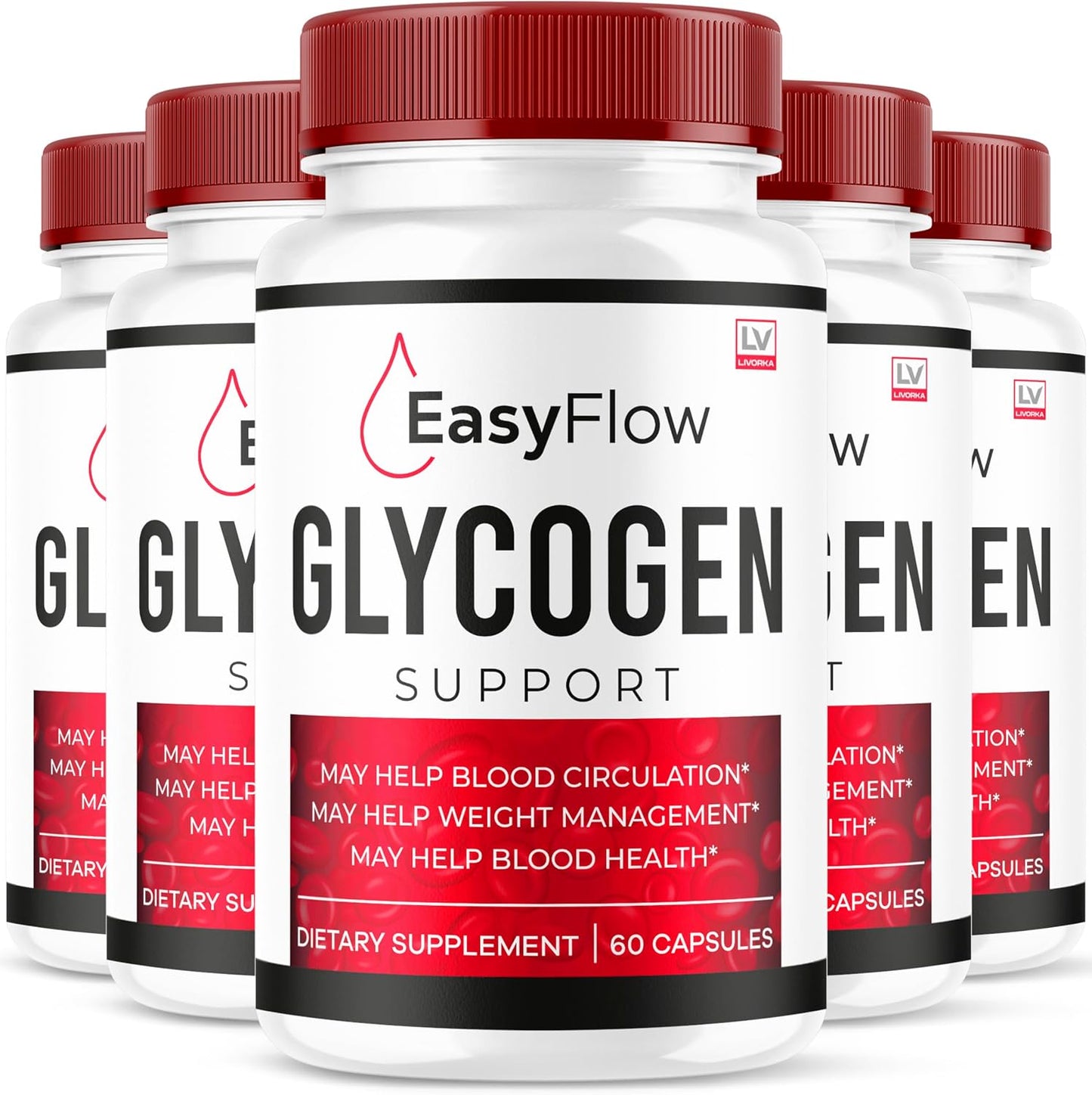 LIVORKA Easy Flow Glycogen Support - Blood Health & Circulatory Supplement - 300 Capsules - görsel 1