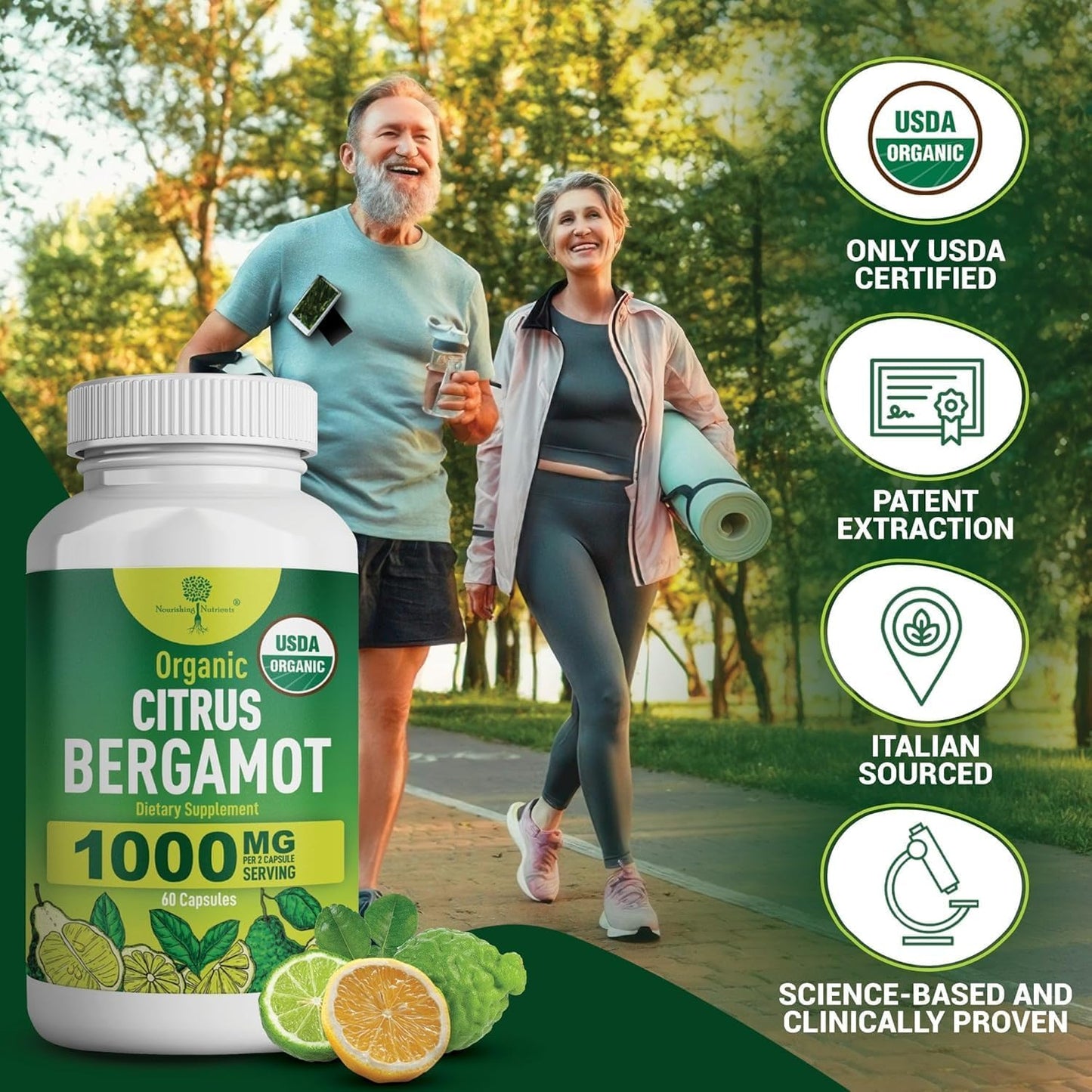 Organic Citrus Bergamot Supplement - USDA Organic, Cardiologist Formulated - 1000mg - 120 Capsules - görsel 3