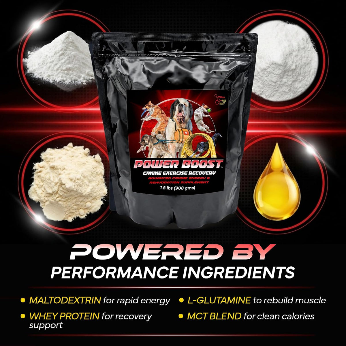 Power Boost Canine Performance Formula – Low Fat, High Carb Rehydration & Recovery Supplement for Working & Sporting Dogs - görsel 2