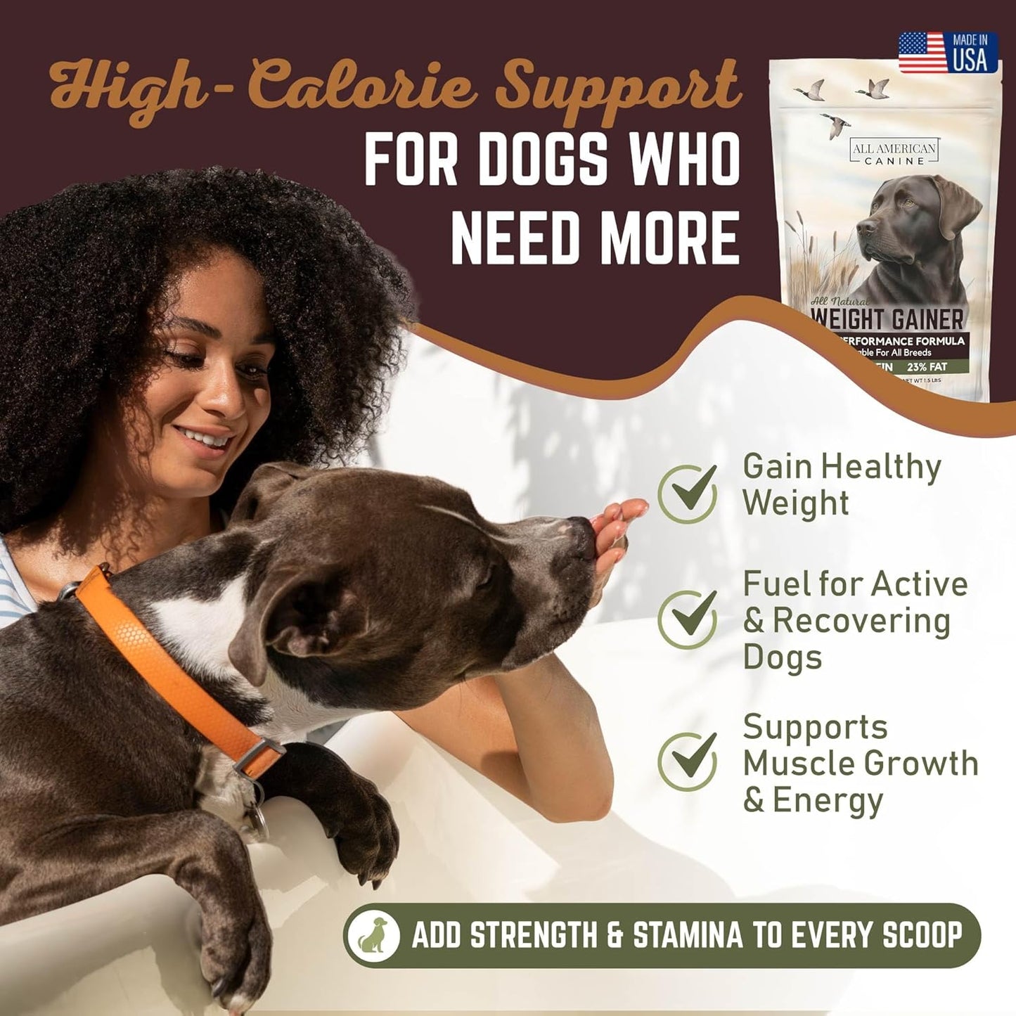 All American Canine Dog Weight Gainer – High Calorie Supplement, 60 Servings - görsel 2