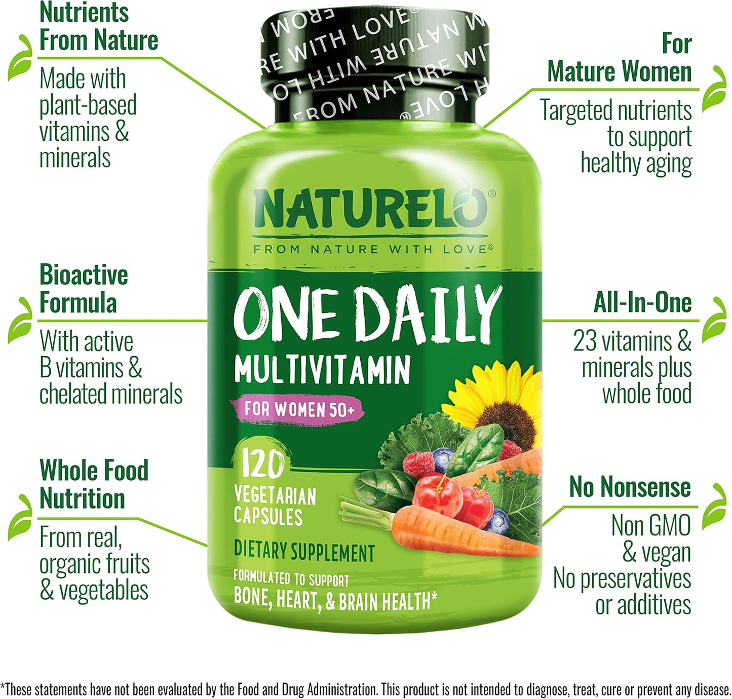NATURELO One Daily Multivitamin for Women 50+ (Iron Free) - görsel 4