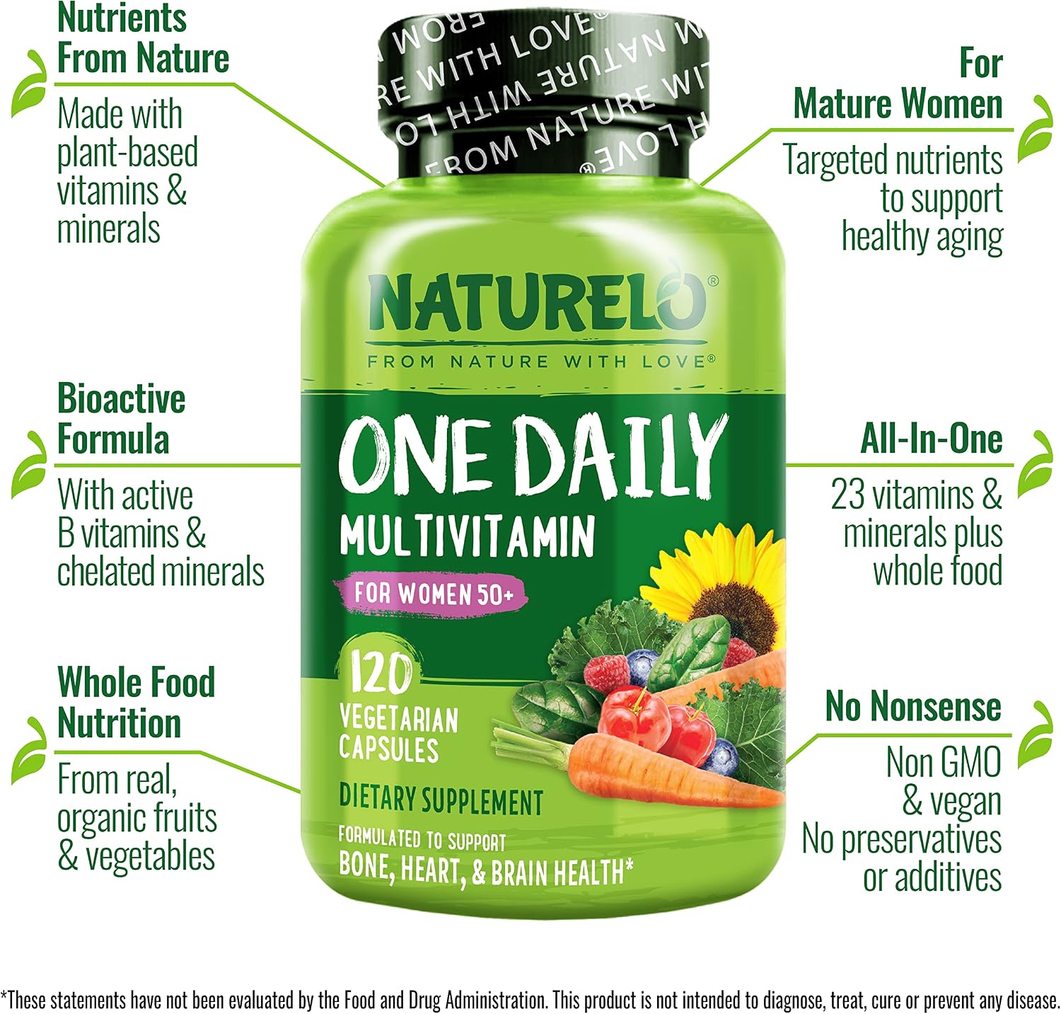 NATURELO One Daily Multivitamin for Women 50+ (Iron Free) - görsel 4