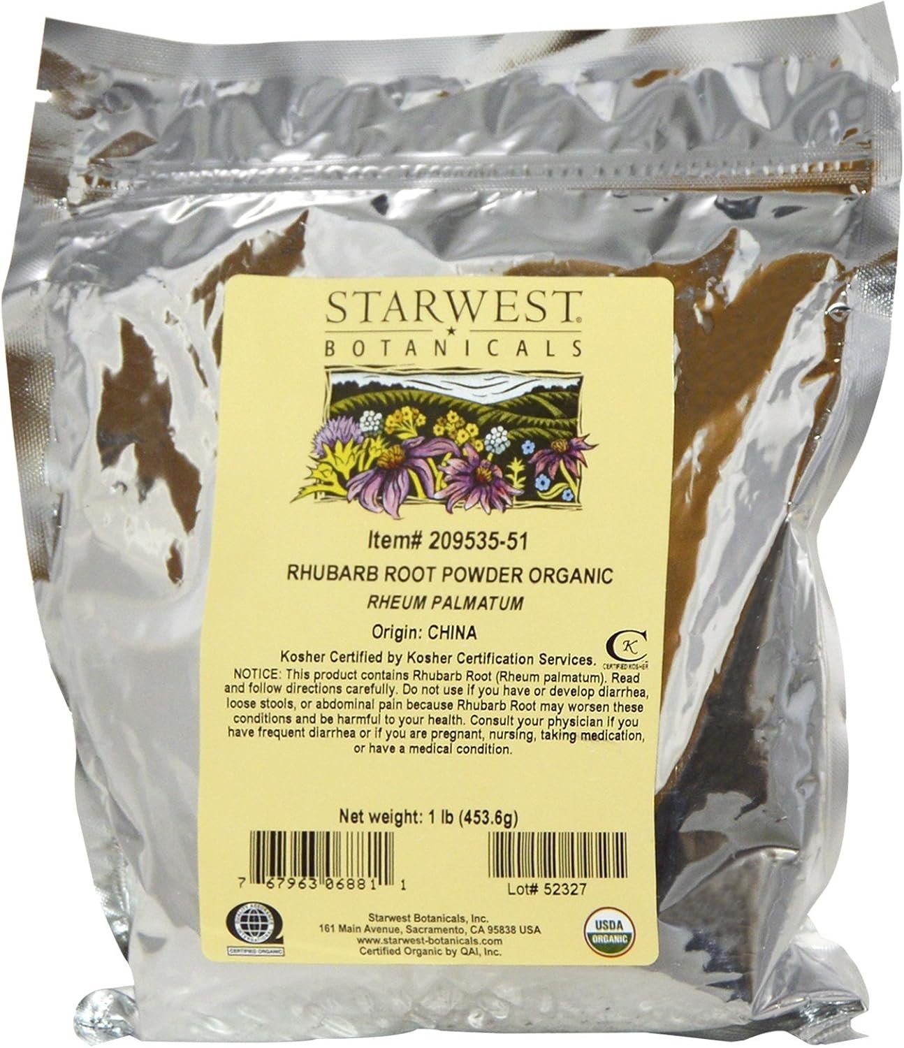 Organic Rhubarb Root Powder (454 g) - görsel 1