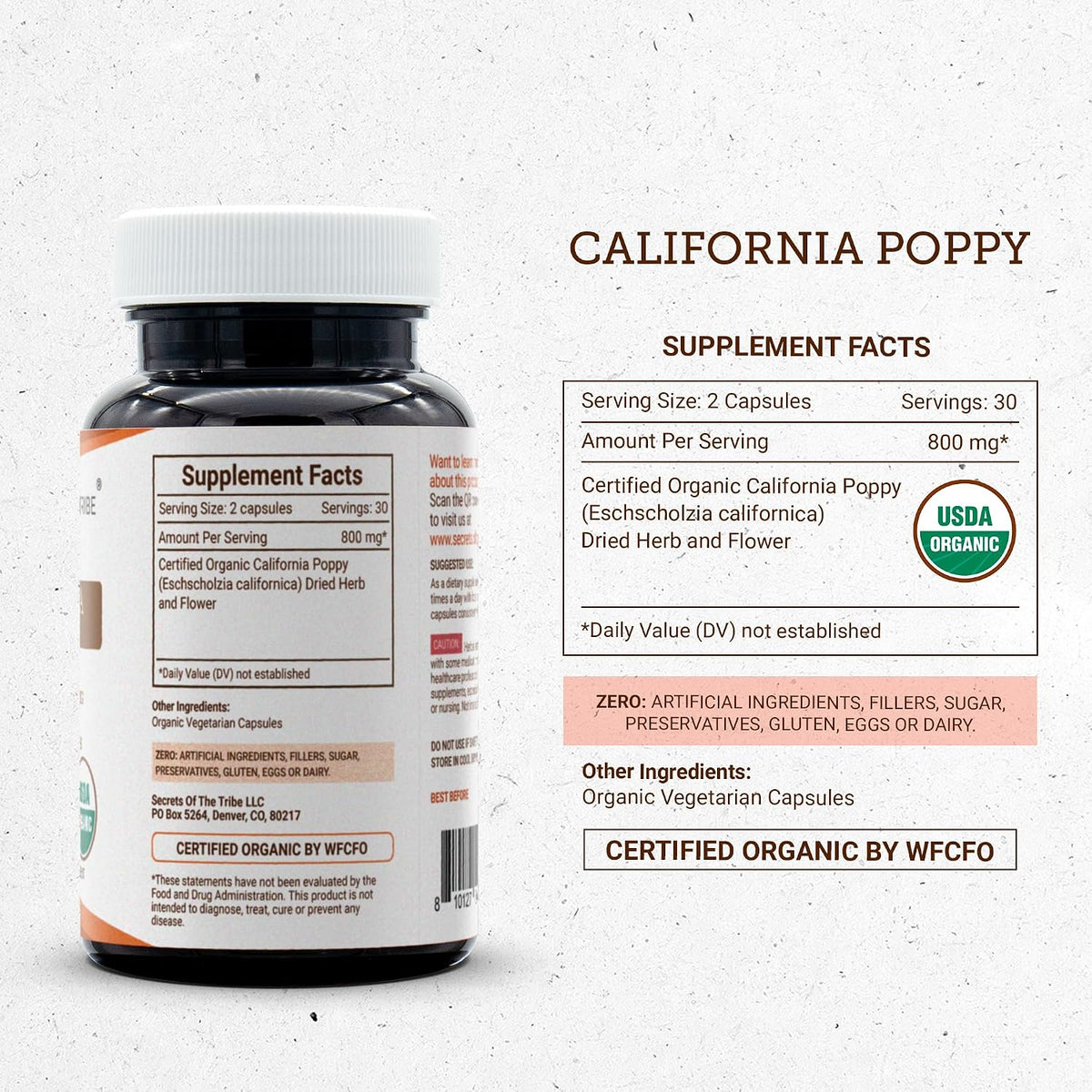 Secrets of the Tribe California Poppy USDA Organic 60 Capsules - görsel 4