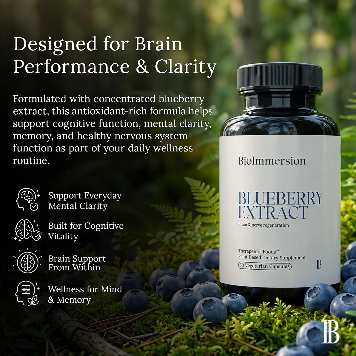 North American Blueberry Extract 500mg - Supports Brain and Cellular Health with Highly Concentrated 80:1 Anthocyanin and Polyphenol Content - Pure Vegan Antioxidant - 60 Capsules - görsel 5
