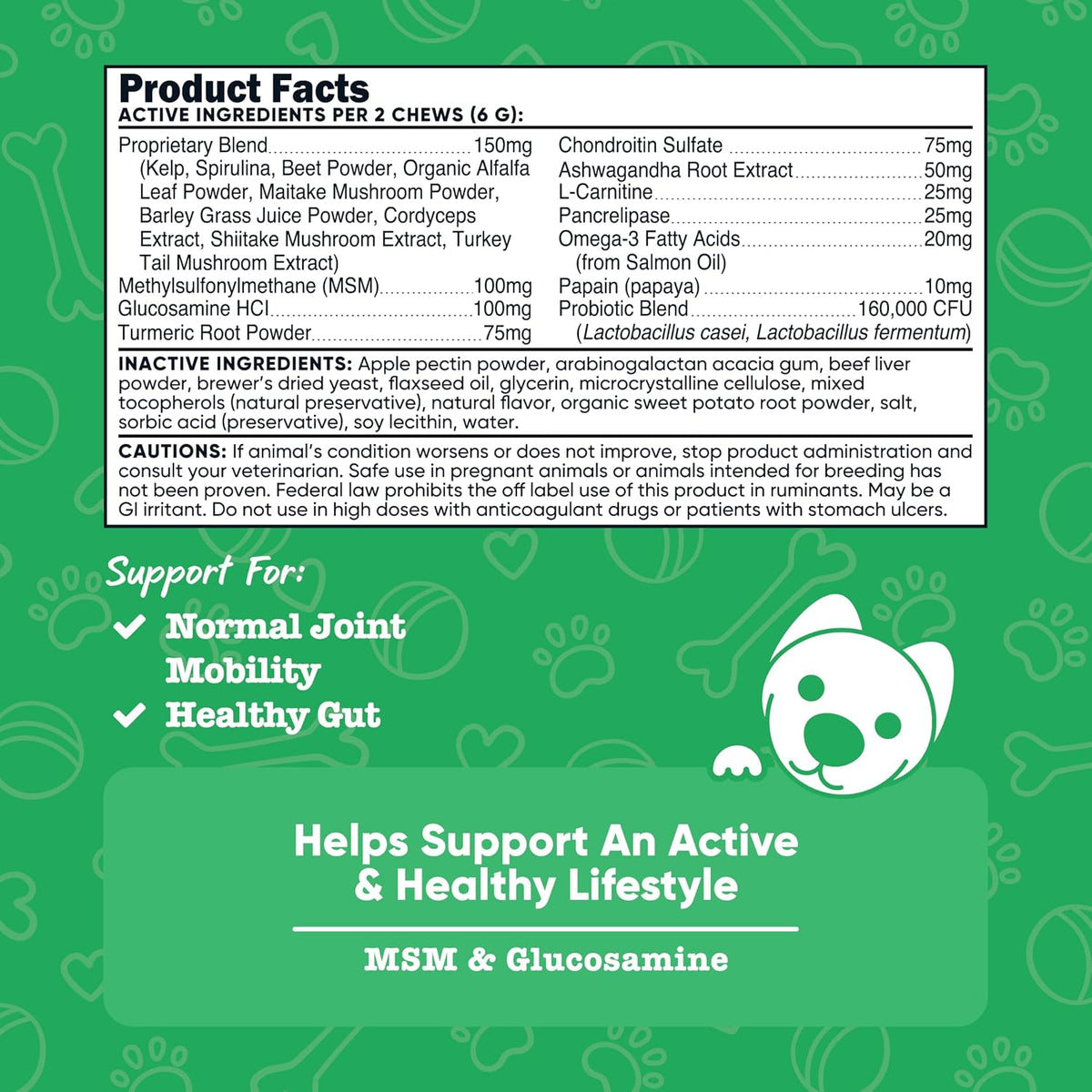 Nutricost Pets Multi-Functional Active & Healthy Lifestyle Support Soft Chews for Dogs (Beef Flavour) - 60 Chews - görsel 2