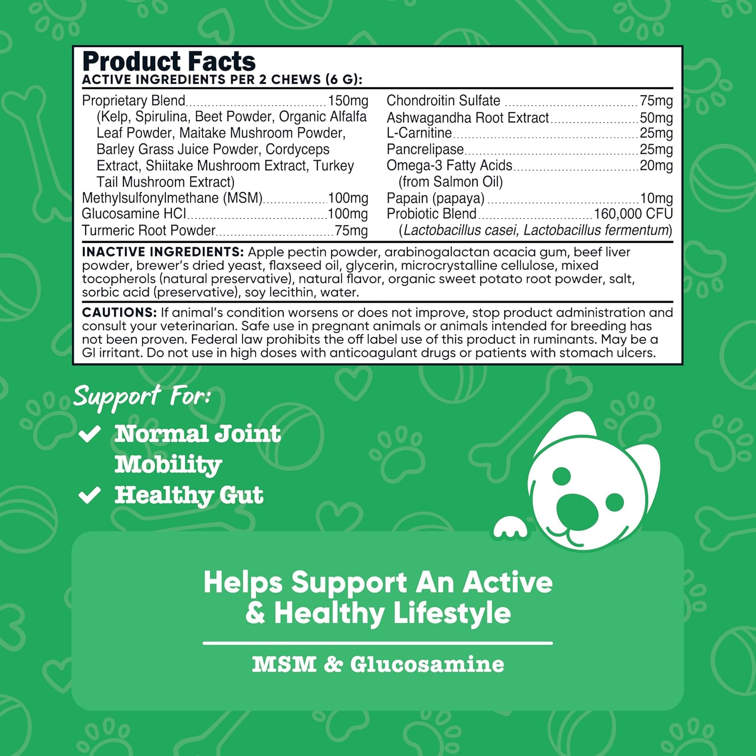 Nutricost Pets Multi-Functional Active & Healthy Lifestyle Support Soft Chews for Dogs (Beef Flavour) - 60 Chews - görsel 2