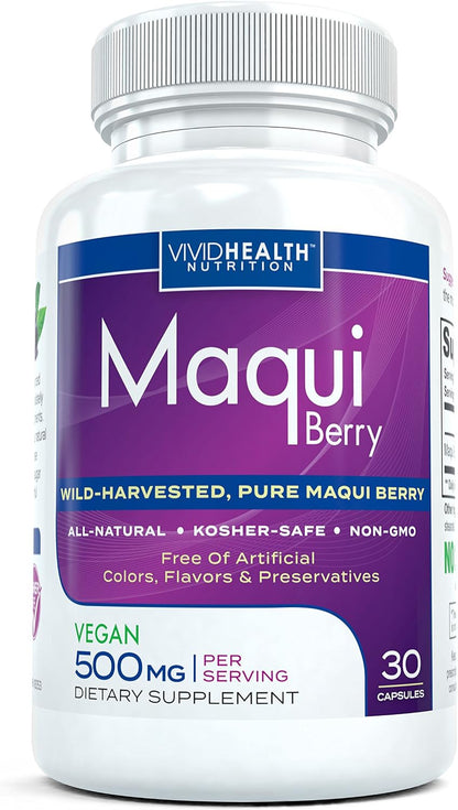 Pure Maqui Berry Extract Capsules - Antioxidant & Immune Support, 500mg, 30 Capsules