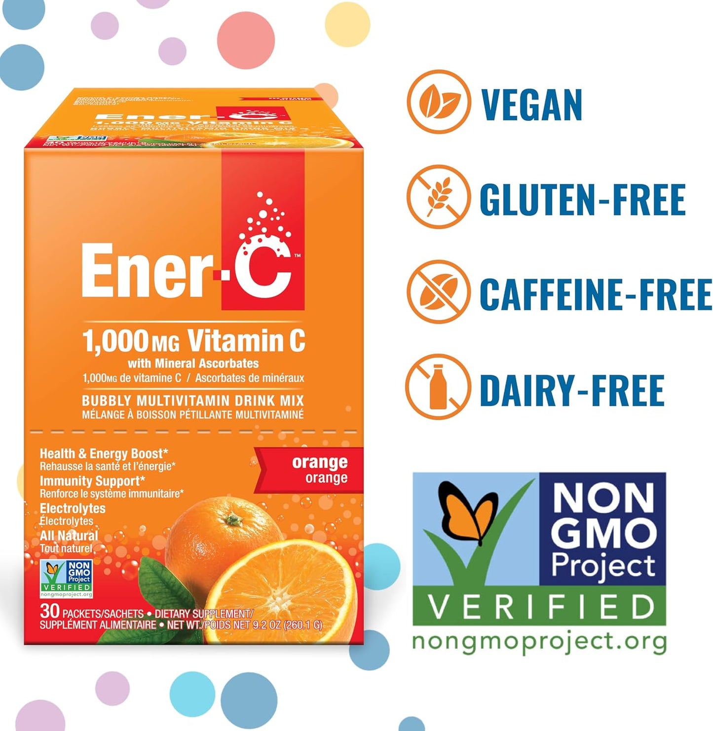 Ener-C Multivitamin Drink Mix, Immune Booster for Adults - Orange, 60 Count | Vitamin Packets for Water, Electrolytes Powder Packets, Vitamin Drink Mix, Hydration Liquid Mix - görsel 2
