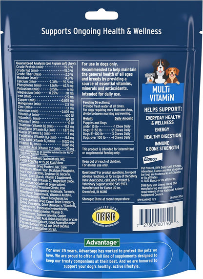Pet Protect Daily Dog Multivitamin, Vet-Formulated Soft Chews, Chicken Flavour (120 Chews)