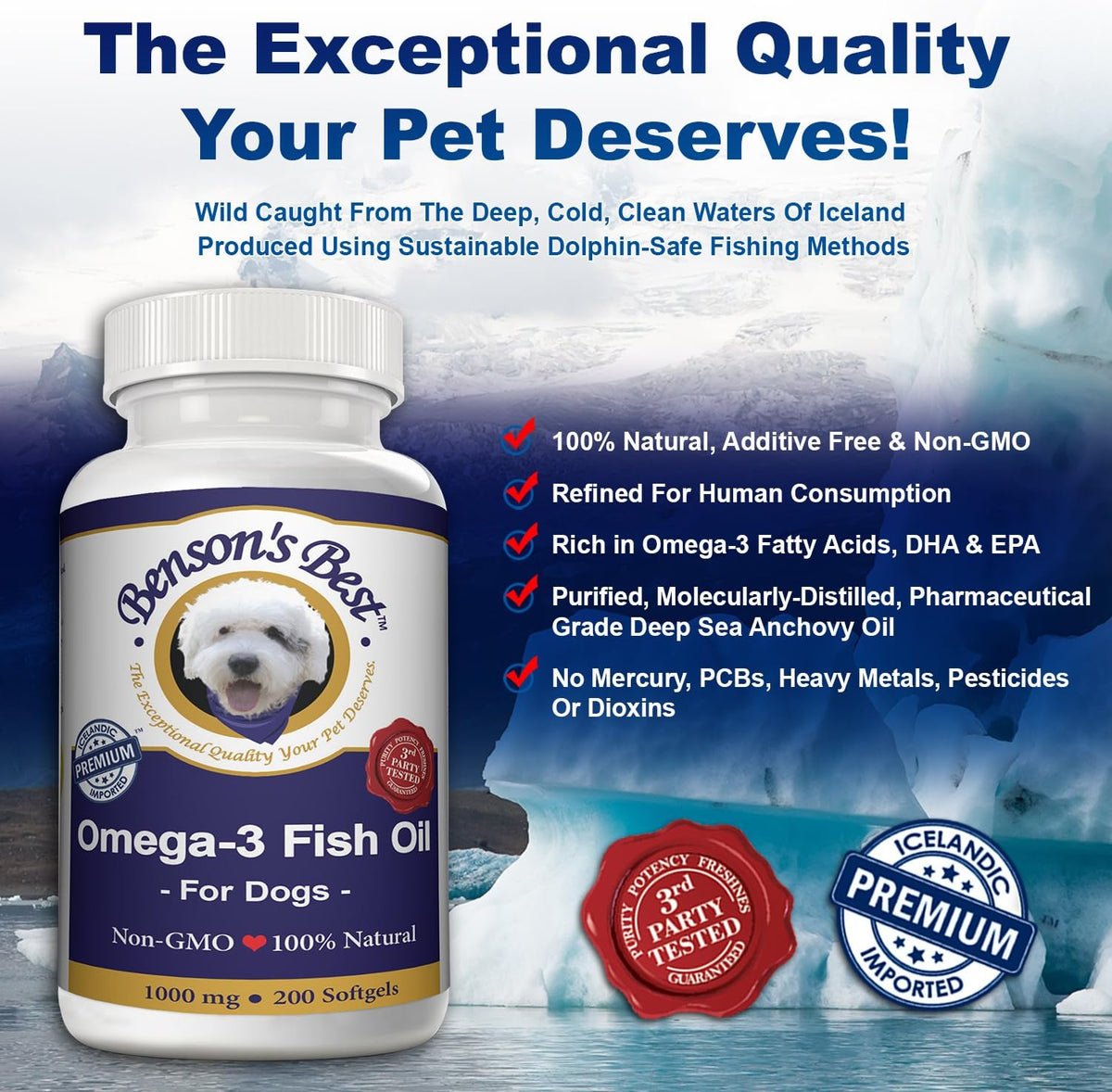 Benson's Best Omega-3 Fish Oil for Dogs – Anchovy Oil Softgels, 200 Count - görsel 3