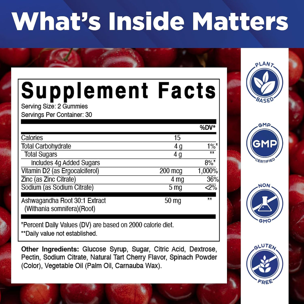 Vitamatic Ashwagandha 30:1 Extract Gummies - 50mg per Serving, 3% Withanolides, 60 Count - görsel 2