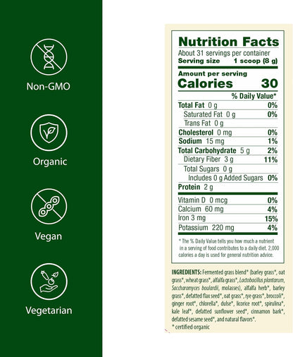 Flora Green Blend: Organic Fermented Greens Powder - 252 g