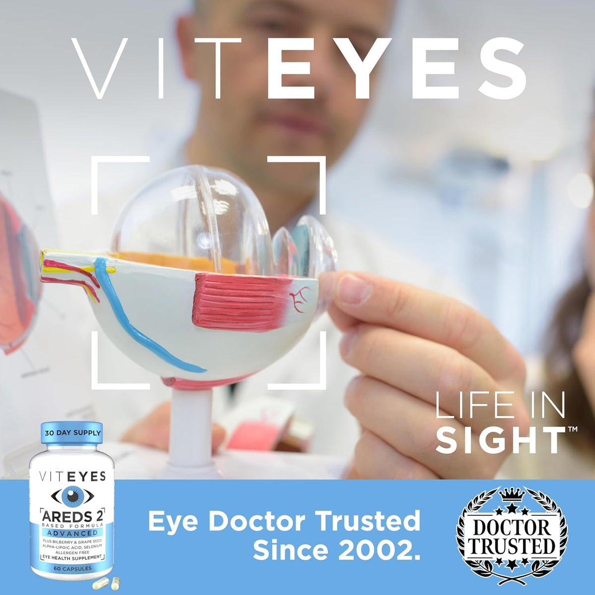 Viteyes AREDS 2 Advanced Macular Support - 60 Capsules (30-Day Supply) - Allergen Free, Vegan Eye Vitamins with Lutein, Zeaxanthin, and Antioxidants - görsel 4