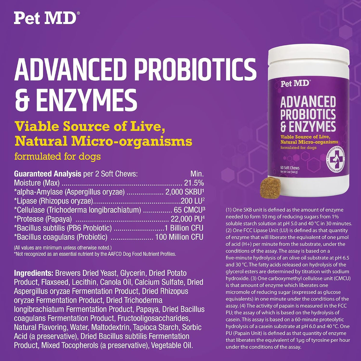 Pet MD Probiotics & Enzymes for Dogs - Gut Health Chews with Prebiotics - 60 Chews - görsel 5